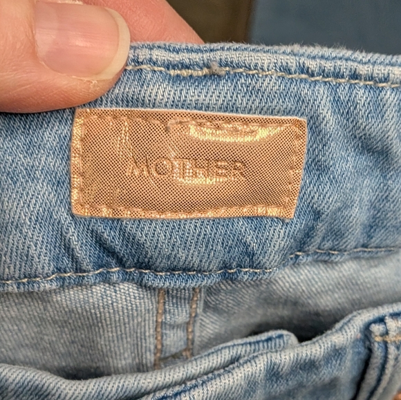 MOTHER The Looker Ankle Fray High Rise Skinny Jeans Hold My Hand 24 - Picture 8 of 10